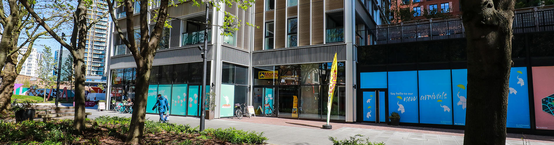 Outside of JN Money at Elephant Park